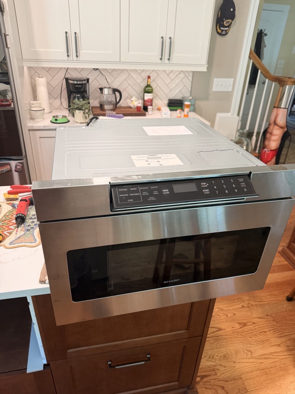 Stainless steel built-in wall oven in a kitchen